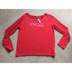 VictoriasSecret Red ANGEL Shirt Long Sls Sz S M L